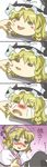  alice_margatroid blonde_hair blush cheek_pinching comic highres kirisame_marisa makako_(yume_bouei_shoujo_tai) nose_blush pinching silent_comic tears touhou yukkuri_shiteitte_ne 