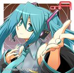  aqua_eyes aqua_hair aqua_nails foreshortening hands hatsune_miku hermmy long_hair lowres nail_polish solo vocaloid 