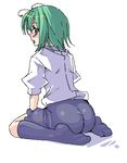  androgynous antennae ass feet from_behind hirase_yuu kneehighs looking_back lowres oekaki sitting socks solo touhou wariza wriggle_nightbug 