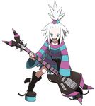  1girl blue_eyes guitar homika_(pokemon) homika_(pokemon_bw2) instrument lowres official_art ohmura_yusuke pokemon pokemon_bw2 white_hair yosuke_ohmura 