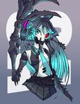  aqua_eyes aqua_hair bad_id bad_pixiv_id belt bow bug calne_ca claws hair_bow hatsune_miku heterochromia highres insect long_hair lossy-lossless mandibles monster_girl necktie saikin_osen_-_bacterial_contamination_-_(vocaloid) sanjiro_(tenshin_anman) skirt solo twintails very_long_hair vocaloid 