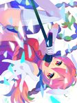  bad_id bad_pixiv_id braid foreshortening gloves highres microphone microphone_stand momoka_(vocaloid) red_eyes red_hair solo thighhighs vocaloid yokariko 