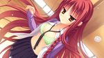  bra dracu-riot! game_cg long_hair open_shirt red_hair underwear yellow_eyes yuzusoft 