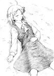  ahoge closed_eyes greyscale lying monochrome on_back rumia sketch sleeping solo touhou vent_arbre 