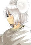  animal_ears cape expressionless mouse_ears nazrin profile red_eyes short_hair silver_hair simple_background sketch solo touhou white_background yudepii 
