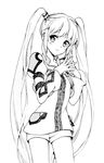  bad_id bad_pixiv_id copyright_request greyscale hirosuke_(psychexx) long_hair monochrome simple_background smile solo steepled_fingers twintails very_long_hair white_background 