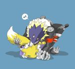  beelzemon breasts canine digimon duo female fluffy fluffy_tail forced fox gloves mammal rape renamon tail_grab 