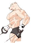  2019 5_fingers abs anthro biceps canine clothing digital_media_(artwork) fur kemono male mammal muscular muscular_male nipples pecs simple_background solo syukapong 