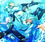  4boys akira_agarkar_yamada bird black_hair blonde_hair bubble coco_(tsuritama) copyright_name glasses goose haru_(tsuritama) kurusu long_hair multiple_boys necktie pink_hair red_hair sanada_yuki school_uniform short_hair tapioka tsuritama turban underwater usami_natsuki v 