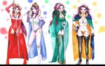  angela_(seiken_densetsu_3) arch_mage bikini boots breasts cape choker cleavage costume_chart dress earrings elbow_gloves gloves grand_devina green_eyes hair_tubes hat high_heels imouto_hitori jewelry leotard lipstick long_hair magus_(seiken_densetsu_3) makeup medium_breasts midriff multiple_persona necklace pointy_ears purple_hair red_leotard rune_master seiken_densetsu seiken_densetsu_3 shoes staff swimsuit thigh_boots thighhighs traditional_media wand watercolor_(medium) 