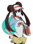  brown_hair female_protagonist_(pokemon_bw2) mei_(pokemon) nishimatsuya poke_ball pokemon pokemon_(game) pokemon_bw2 smile solo visor 