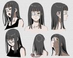  bad_id bad_pixiv_id black_hair closed_eyes eyepatch jormungand looking_at_viewer nagumo_kuu open_mouth simple_background sofia_valmer tank_top tattoo yellow_eyes 