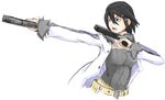  asagiri_asagi belt black_hair disgaea dual_wielding fur_trim gun hair_ornament hairclip handgun holding jacket nippon_ichi non-web_source open_clothes open_jacket pandaga pistol purple_eyes short_hair solo weapon 