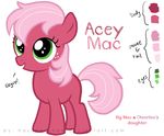  acey_mac child daughter english_text equine female feral freckles friendship_is_magic fur green_eyes hair hasana-chan horse mammal my_little_pony original_character pink_hair plain_background pony red_fur text white_background young 