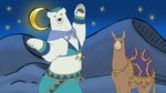  animated animated_gif belly_dancer camel crescent_moon dance dancing desert llama lowres moon night no_humans polar_bear sand shirokuma_(shirokuma_cafe) shirokuma_cafe star what 