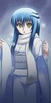  1girl awa blue_hair female gradient gradient_background long_hair nurarihyon_no_mago solo yellow_eyes yuki_onna_(nurarihyon_no_mago) 
