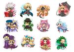  6+girls ahoge bad_id bad_pixiv_id black_pants blazblue blonde_hair blue_eyes bow braid carl_clover chibi eyepatch gii glasses green_eyes green_hair hazama heterochromia highres jin_kisaragi kokonoe long_hair mu-12 multiple_boys multiple_girls nago nirvana noel_vermillion nu-13 pants pink_hair platinum_the_trinity quad_tails rachel_alucard ragna_the_bloodedge red_bow red_eyes short_hair silver_hair snake sword taokaka tsubaki_yayoi twintails weapon yellow_eyes yuuki_terumi 