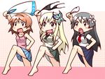  arm_up barefoot black_hair black_panties blonde_hair blush_stickers boku_wa_tomodachi_ga_sukunai bow bow_panties brown_eyes brown_hair bug butterfly clothes_theft crossover fang female_pervert flower green_eyes hair_flower hair_ornament hairband holding holding_panties insect itou_kanae kashiwazaki_sena leg_up long_hair moja_(gibson) multiple_crossover multiple_girls nagatsuki_sanae open_mouth panties panties_removed pervert polka_dot polka_dot_panties sakugawa_school_uniform saten_ruiko school_uniform seiyuu_connection serafuku shinryaku!_ikamusume short_hair side-tie_panties skirt st._chronica_academy_uniform tank_top theft to_aru_kagaku_no_railgun to_aru_majutsu_no_index trait_connection underwear underwear_theft untied untied_panties white_panties 