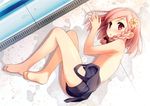  blush cube kantoku pink_hair school_swimsuit swimsuit topless wet your_diary yua 