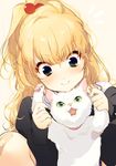  bad_id bad_pixiv_id bandaid bandaid_on_knee blonde_hair cat fangs fujisawa_machi green_eyes original smile solo 