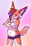  breasts canine covering female kalida kalida_(character) mammal panties solo tongue tongue_out topless underwear unknown_species 