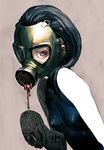  black_hair covered_nipples cozy flat_chest gas_mask original red_eyes solo swimsuit 