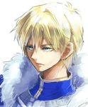  armor arnoul arthur_pendragon_(fate) bad_id bad_pixiv_id blonde_hair fate/prototype fate_(series) fur_trim green_eyes male_focus portrait solo 