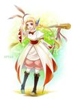  animal_ears bad_id bad_pixiv_id blonde_hair blue_eyes boots bow bowtie braid bunny_ears fake_animal_ears final_fantasy final_fantasy_tactics_a2 final_fantasy_tactics_advance final_fantasy_xii full_body leaning_forward long_hair long_sleeves mamoru_mikokoro penelo robe smile solo staff standing twin_braids white_mage 