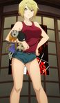  blonde_hair breasts denim_shorts large_breasts legs sankarea saouji_ranko short_shorts shorts 