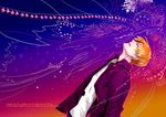  fate/zero fate_(series) french jacket male_focus orange_hair purple_jacket saixai solo translated uryuu_ryuunosuke 