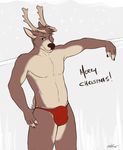  bulge cervine christmas deer holidays hushhusky male mammal muscles pose solo speedo swimsuit underwear 