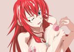  blue_eyes cum high_school_dxd large_breasts long_hair nyuuface red_hair rias_gremory sweat wink 