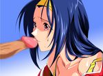  asahina_natsuki blue_hair blush censored long_hair red_eyes sakura_na_omiki super_real_mahjong sweat 