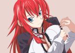  blue_eyes cleavage high_school_dxd large_breasts nyuuface red_hair rias_gremory smile 