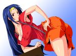  asahina_natsuki ass blue_hair breasts cleavage large_breasts long_hair red_eyes sakura_na_omiki super_real_mahjong 