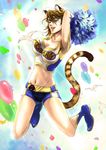  animal_ears bad_id bad_pixiv_id balloon bird boots bouncing_breasts breasts brown_eyes brown_hair cleavage confetti genderswap genderswap_(mtf) jumping kaburagi_t_kotetsu large_breasts mask navel pom_poms redemption13 seagull short_hair solo superhero tail tiger_&amp;_bunny tiger_ears tiger_tail wild_tiger 