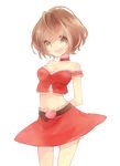  artist_request belt breasts brown_hair cleavage happy meiko sakine_meiko short_hair skirt small_breasts solo vocaloid younger 