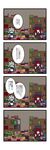  4koma bat_wings black_wings book bookshelf bow braid chibi comic dora_ita grey_hair hair_bow head_wings highres izayoi_sakuya koakuma library long_hair maid_headdress multiple_girls necktie red_hair shelf touhou translated twin_braids voile wings 