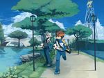  bad_id bad_pixiv_id baddap_sleed ball boat brown_hair building cloud day endou_mamoru facial_mark headband inazuma_eleven inazuma_eleven_(series) inazuma_japan jacket lamppost lightning_bolt male_focus multiple_boys nature river running scenery sky soccer_ball telstar track_jacket track_suit tree tukushi2 watercraft white_hair 