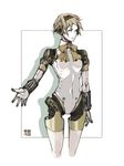  aegis_(persona) android bad_id bad_pixiv_id blonde_hair breasts futianxingyi_(warholx) grey_eyes headphones hips legs looking_away open_hand persona persona_3 ribbon robot robot_joints short_hair signature small_breasts smile solo standing thighs 