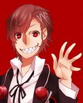  bad_id bad_pixiv_id female_protagonist_(persona_3) genderswap genderswap_(ftm) grin hair_ornament looking_at_viewer male_focus nagiko_(mangalove1111) persona persona_3 persona_3_portable red_eyes red_hair school_uniform sharp_teeth smile solo teeth waving 