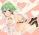  aquarion_(series) aquarion_evol atuage4848 bad_id bad_pixiv_id boots breasts cleavage copyright_name green_hair hair_ribbon heart medium_breasts outline purple_eyes ribbon solo wrist_cuffs zessica_wong 