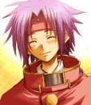  blush chrono chrono_crusade closed_eyes male_focus ookata pointy_ears purple_hair smile solo 