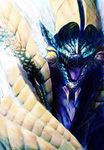  fangs fur highres horns mane monster monster_hunter monster_hunter_portable_3rd no_humans open_mouth white_hair zinogre 