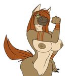  big_breasts breasts cartoonjunkie equine female flexing horse invalid_tag mammal mane muscles nipples nude plain_background pose pussy smile solo white_background 
