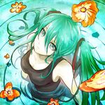  absurdres beancurd from_above green_eyes green_hair hatsune_miku highres long_hair looking_up solo twintails vocaloid wading 