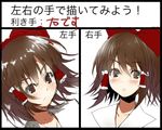  bad_id bad_pixiv_id blush bow brown_eyes brown_hair hair_bow hair_tubes hakurei_reimu short_hair solo touhou translated upper_body yana_mori 