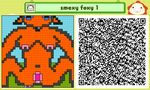  anthro blue_eyes breasts canine codes female fox fur mammal nipples nude orange_fur pixel_art plain_background pushmo pussy qr qr_code solo spreading 