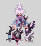  blue_eyes guitar gym_leader hal_(artist) haruo_(r1th) highres homika_(pokemon) instrument pokemon pokemon_(game) pokemon_bw2 shirt striped striped_shirt stunky 