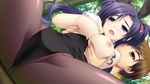  &amp;_sora_no_mukou_de_sakimasu_you_ni akatsuki-works blush breast_grab breasts bunny_ears bunnygirl game_cg nipples purple_hair renjou_yae saeki_hokuto wet 